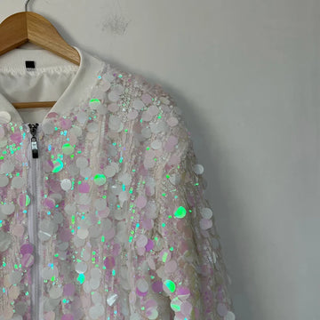 Iridescent Sequin Bomber Jacket